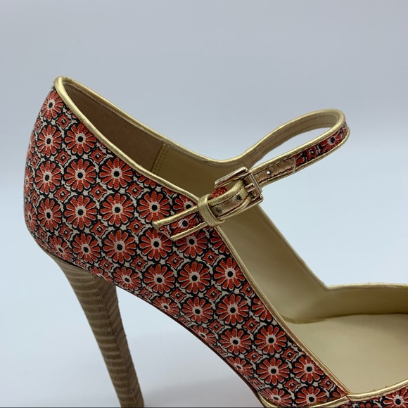 Coach Red and Gold Patterned Heels - Picture 12 of 16